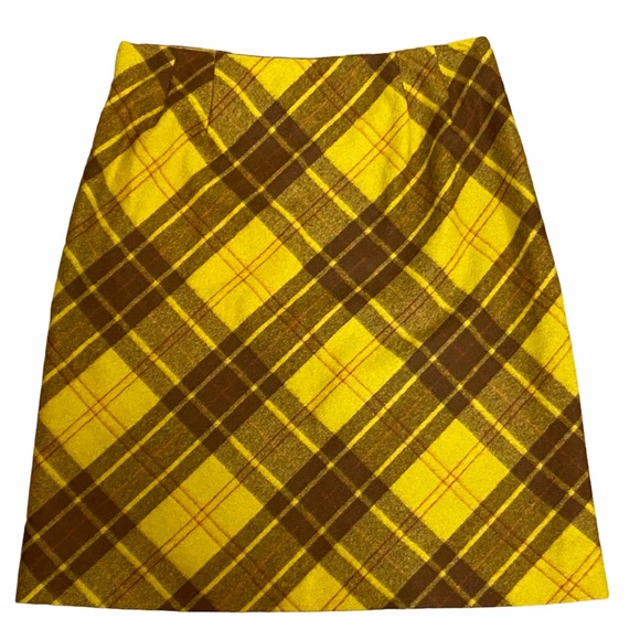 Cynthia Steffe Yellow Tartan Plaid Wool Skirt Sz 6 - Picture 3 of 10